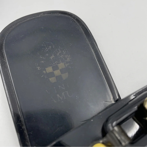 Vince Camuto black and gold chain strap open toe flat sandals - Picture 7 of 7